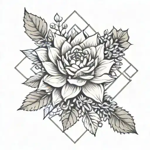 Rose, water Lily, snowdrop, larkspur, aster, hawthorn   tattoo design idea