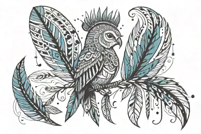squarrel sith trival indian feathers tattoo design idea