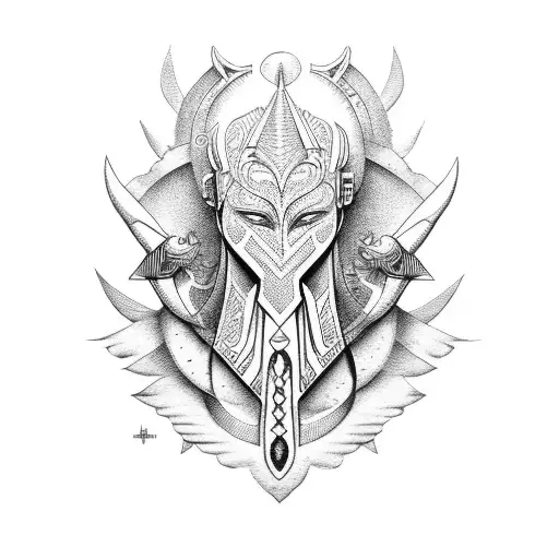 African God of Judgment tattoo design idea