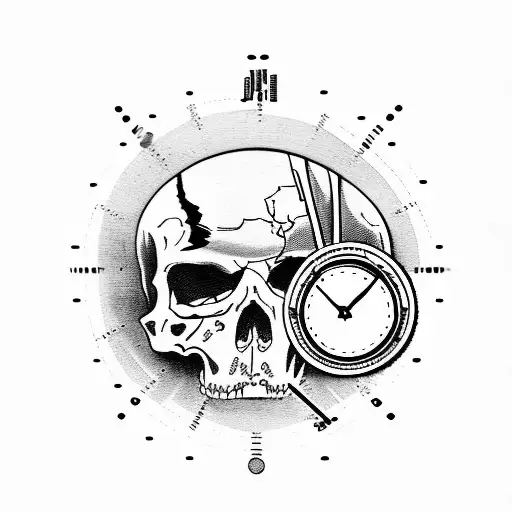 death  train with doomsday clock tattoo design idea