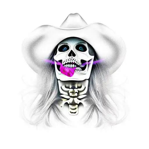 skeleton cowgirl face  tattoo design idea