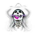 skeleton cowgirl face  tattoo design idea