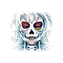 skeleton cowgirl face  tattoo design idea