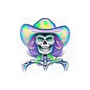 skeleton cowgirl face  tattoo design idea