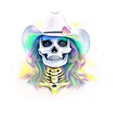 skeleton cowgirl face  tattoo design idea