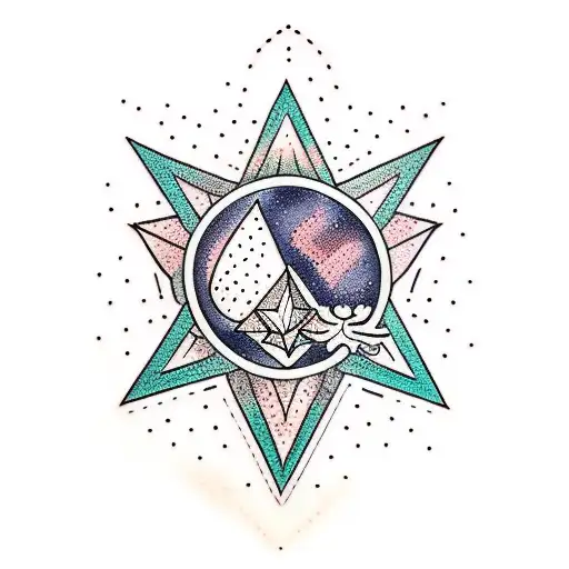 geode, cactus, star tattoo design idea