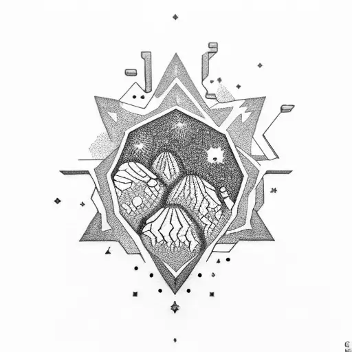 geode, cactus, star tattoo design idea