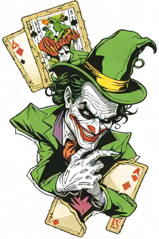 joker from Batman with playing cards tattoo design idea