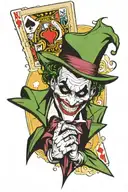 joker from Batman with playing cards tattoo design idea