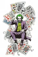 joker from Batman with playing cards tattoo design idea