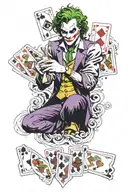 joker from Batman with playing cards tattoo design idea