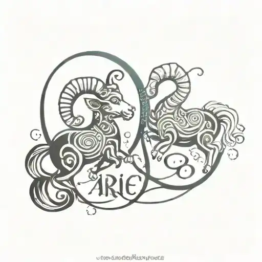 Aries and Cancer in Calligraphy Style tattoo design idea