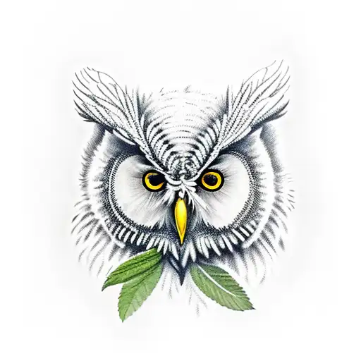 white owl, edelweiss, rose, bee tattoo design idea