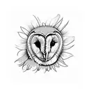 barn owl, edelweiss, rose, bee tattoo design idea
