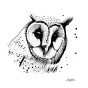 barn owl, edelweiss, rose, bee tattoo design idea