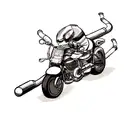 A motorcycle with music notes flowing out of the exhaust pipes tattoo design idea