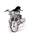 A motorcycle with music notes flowing out of the exhaust pipes tattoo design idea