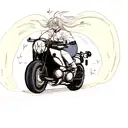 A motorcycle with music notes flowing out of the exhaust pipes tattoo design idea