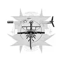 Illustrate a flight medic patch with a helicopter flying above it, combining military and medical elements in a tattoo design tattoo design idea