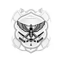 Illustrate a flight medic patch with a helicopter flying above it, combining military and medical elements in a tattoo design tattoo design idea