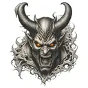 Reversible devil and human tattoo design idea