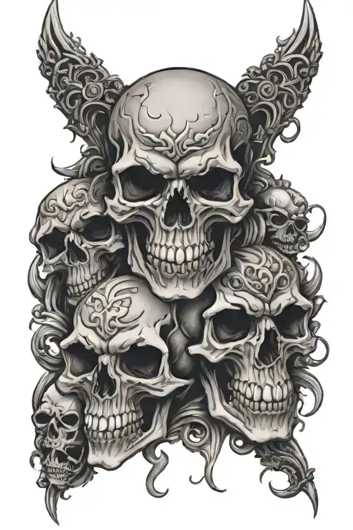 evil skulls tattoo design idea
