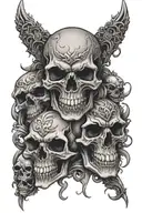 evil skulls tattoo design idea