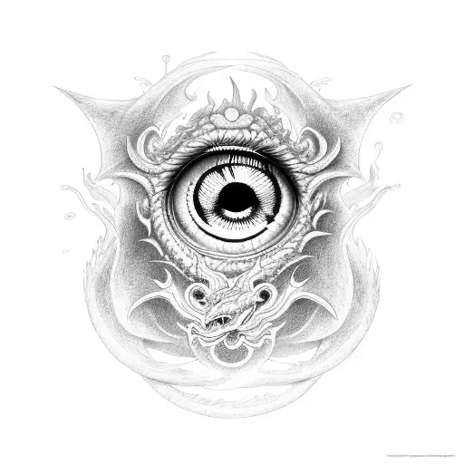 Dragon, eye, soul,breathing purple fire  tattoo design idea