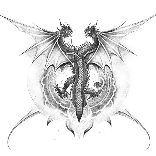 Dragon eye, dragon wings, soul,breathing purple fire  tattoo design idea