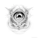 Dragon, eye, soul,breathing purple fire  tattoo design idea