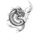 Dragon, eye, soul,breathing purple fire  tattoo design idea