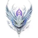 Dragon eye, dragon wings, soul,breathing purple fire  tattoo design idea