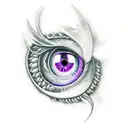 Dragon eye, dragon wings, soul,breathing purple fire  tattoo design idea