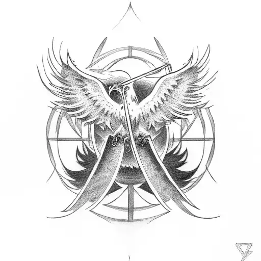 phoenix carrying a cross tattoo design idea