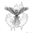 phoenix carrying a cross tattoo design idea