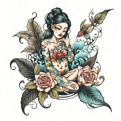 she cried a river and drowned the whole world tattoo design idea