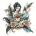 she cried a river and drowned the whole world tattoo design idea