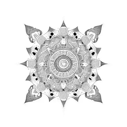 A gear shift knob with intricate mandala patterns tattoo design idea