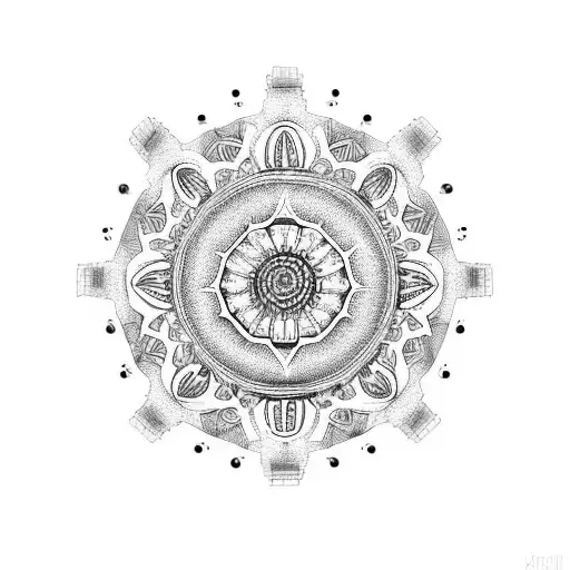 A gear shift knob with intricate mandala patterns tattoo design idea