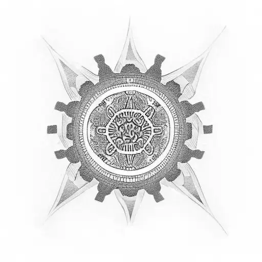 Blackwork "A Gear Shift Knob With Intricate..." Tattoo Idea BlackInk AI