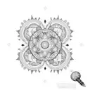 A gear shift knob with intricate mandala patterns tattoo design idea