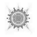 A gear shift knob with intricate mandala patterns tattoo design idea