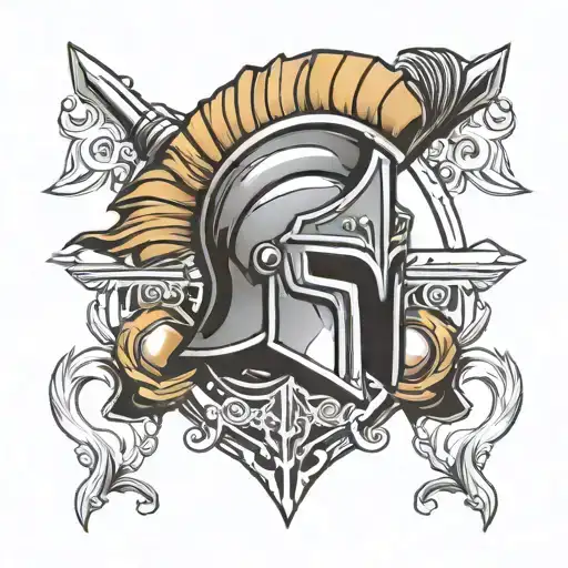 spartan helmet and shield adorned tattoo design idea