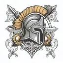 spartan helmet and shield adorned tattoo design idea