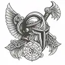 spartan helmet and shield adorned tattoo design idea