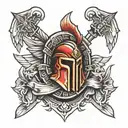 spartan helmet and shield adorned tattoo design idea