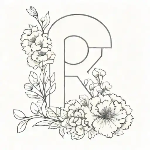 number 19 with carnations and hydrangea flowers growing tattoo design idea