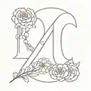 number 19 with carnations and hydrangea flowers growing tattoo design idea