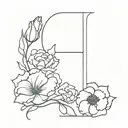 number 19 with carnations and hydrangea flowers growing tattoo design idea
