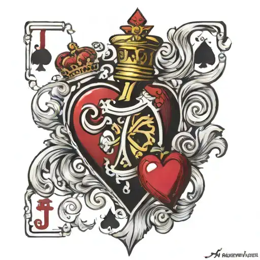 I would like a jack of hearts marked J, in reference to my father whose name is Jean Jacques "double J". tattoo design idea